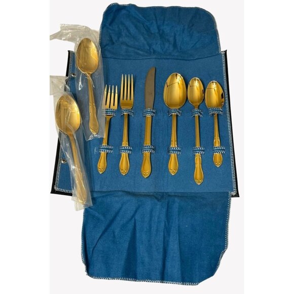 Goldplate Stainless Steel Flatware Serving Set Simon & George Rogers 8 Piece - Picture 2 of 11